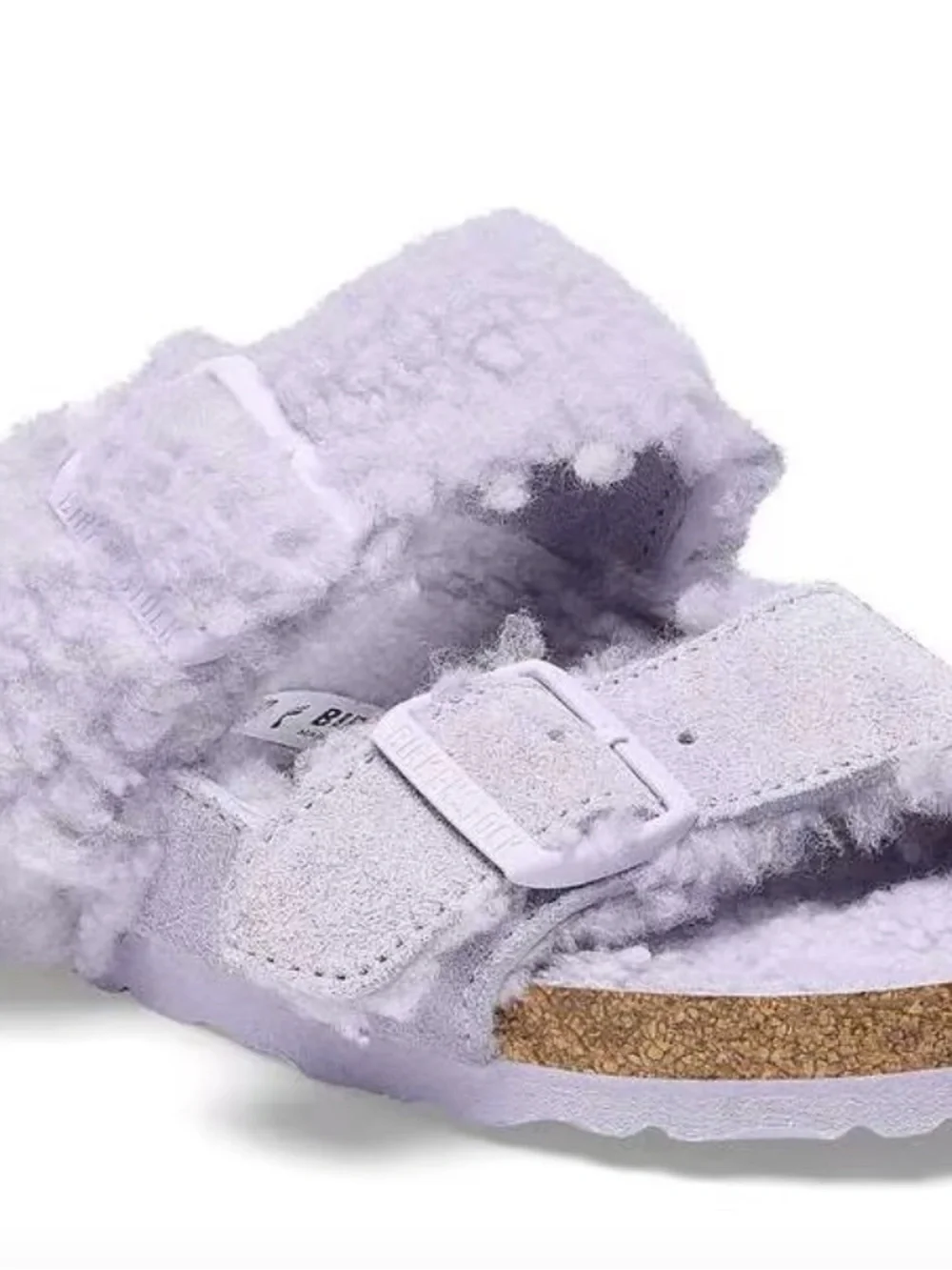 Birkenstock Lavender Shearling-Lined Double Strap Slides